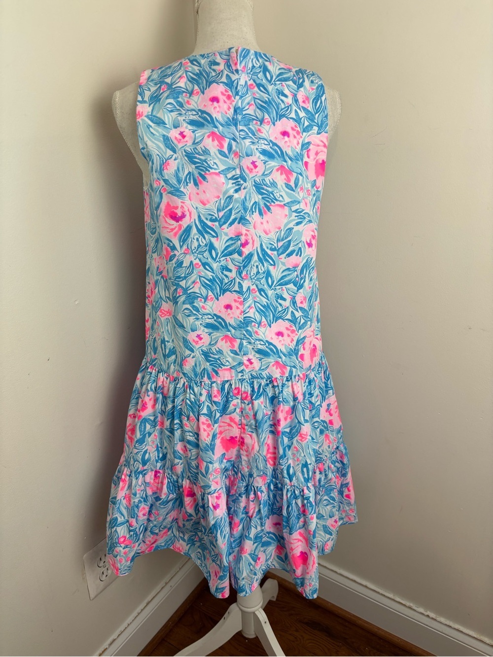 Lilly Pulitzer Trina Dress In Bondi Blue My Little Peony floral Print Size Small - Picture 3 of 13